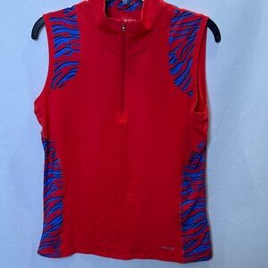 Annika/Cutter & Buck sleeveless golf shirt with zipper in front.  Sz M.  EUC